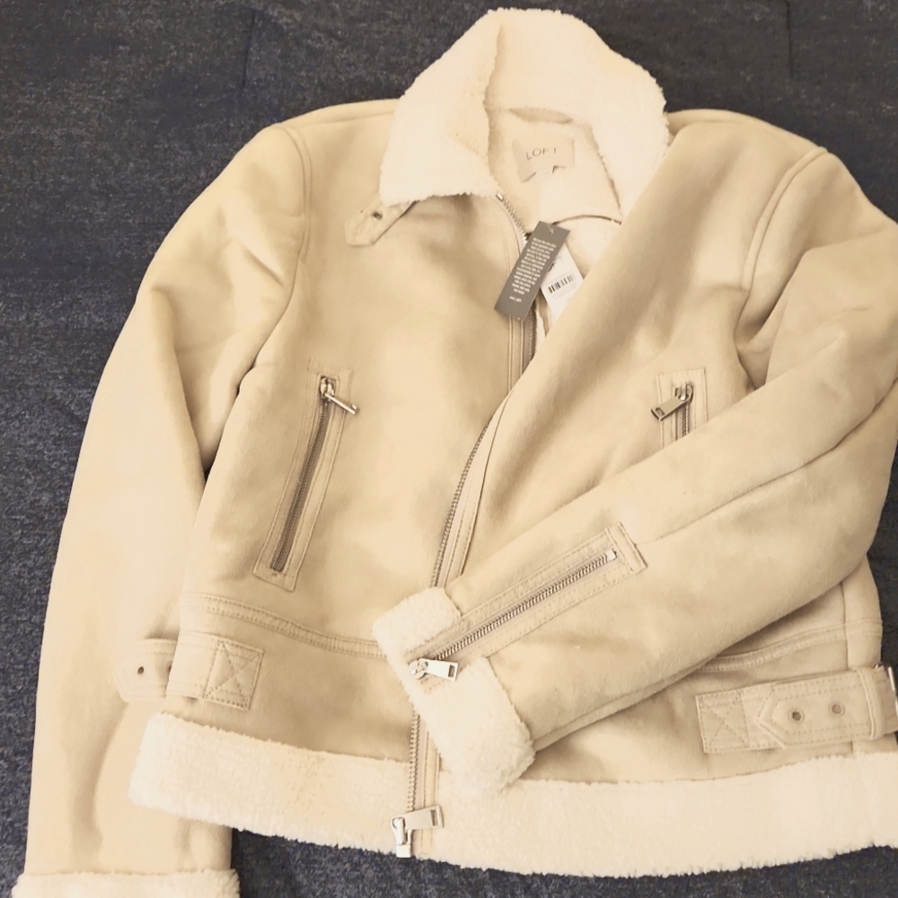 Loft Faux Suede Aviator Jacket - Picture 3 of 5